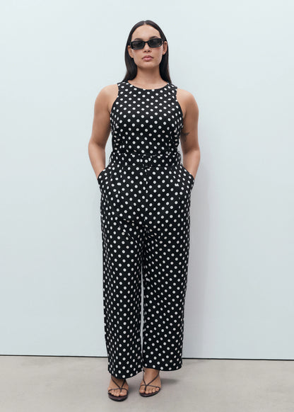 Polka Dot Belt Jumpsuit