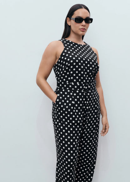 Polka Dot Belt Jumpsuit