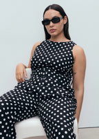 Polka Dot Belt Jumpsuit