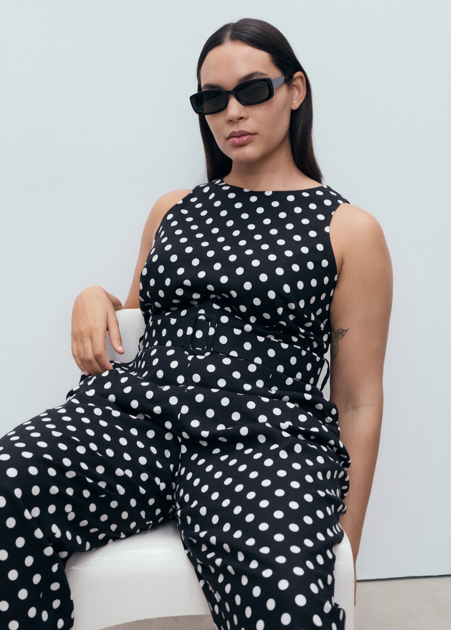 Polka Dot Belt Jumpsuit