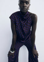 Polka Dot Blouse With Draped Collar