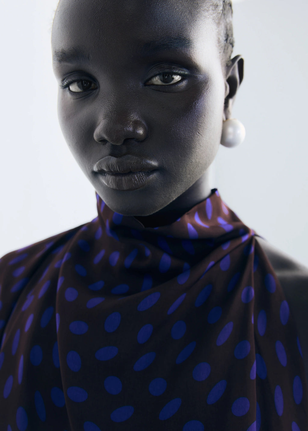 Polka Dot Blouse With Draped Collar