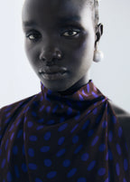 Polka Dot Blouse With Draped Collar