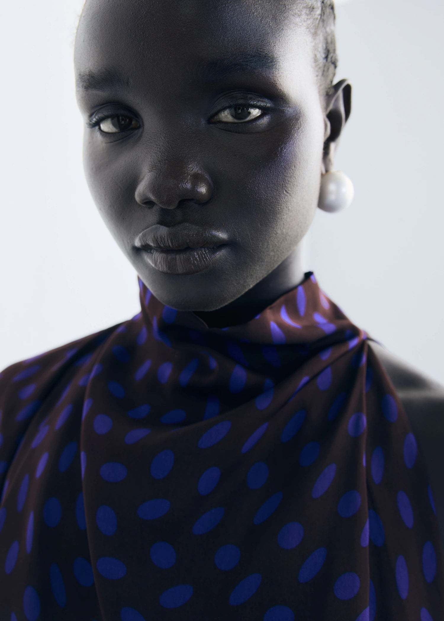 Polka Dot Blouse With Draped Collar