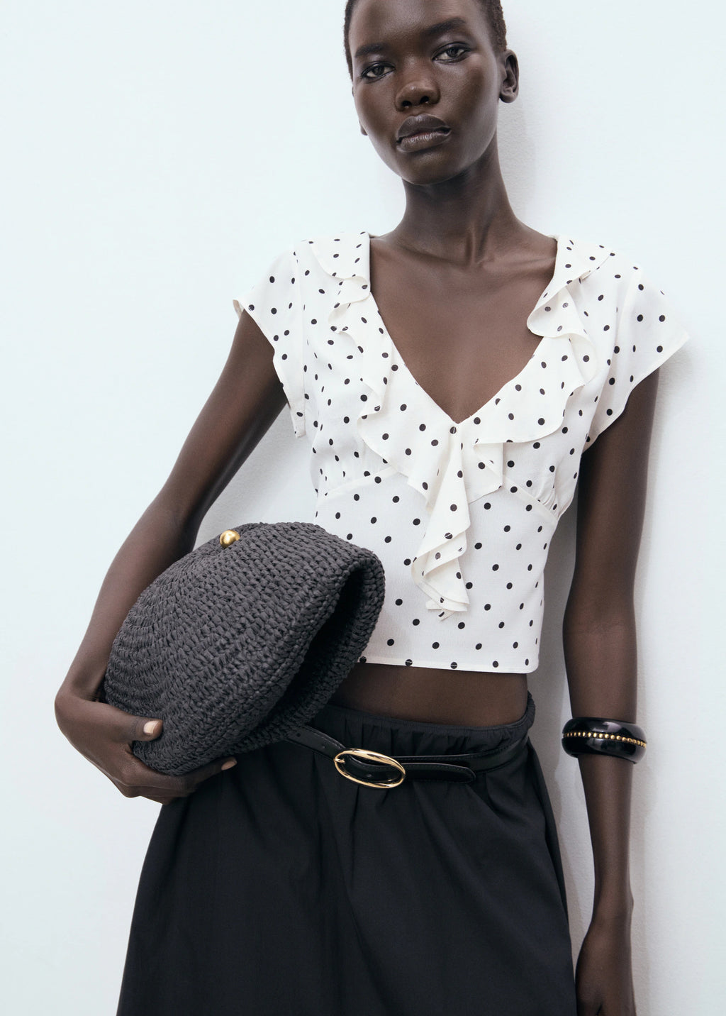 Polka Dot Blouse With Ruffles