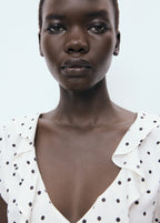 Polka Dot Blouse With Ruffles