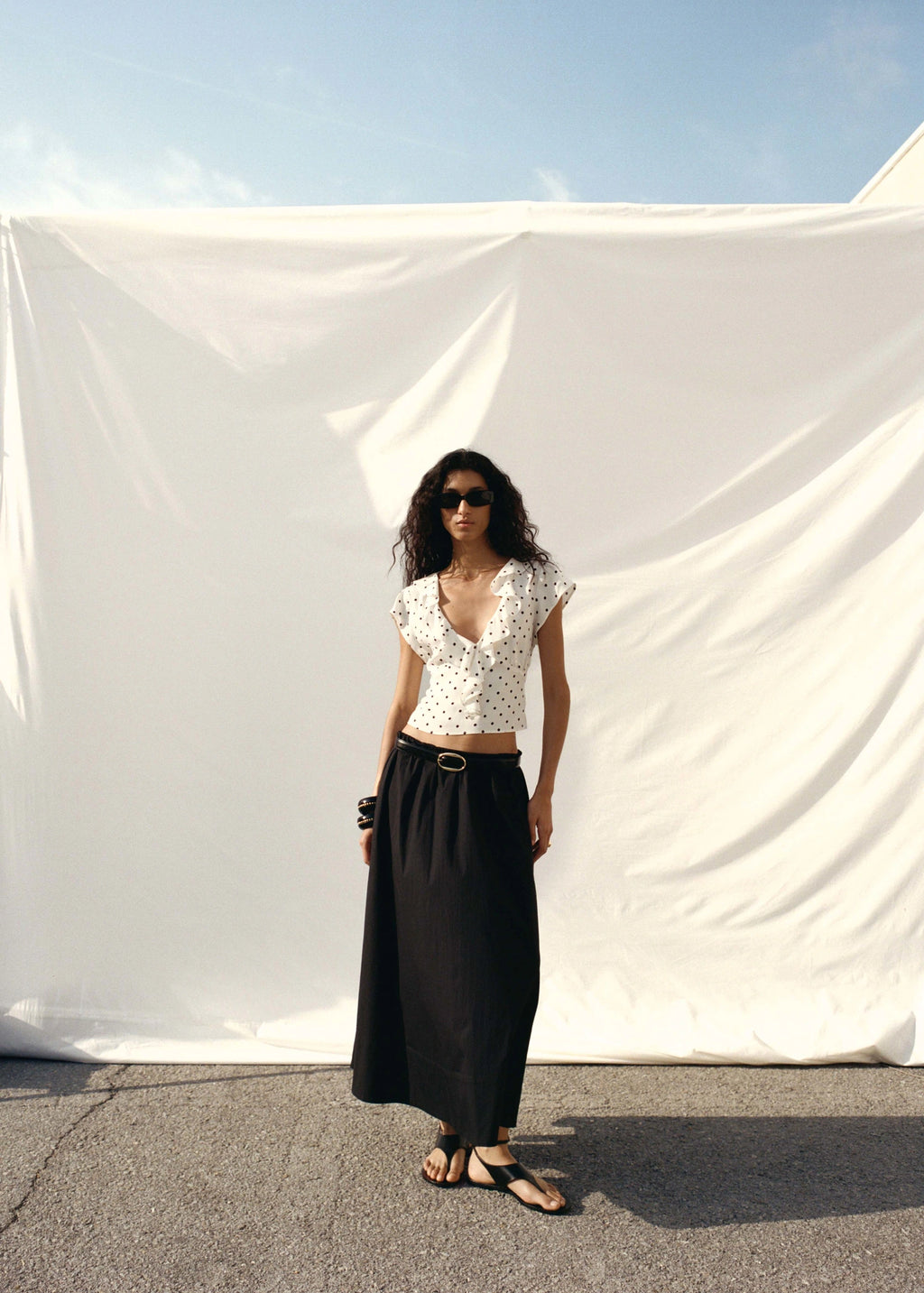 Polka Dot Blouse With Ruffles