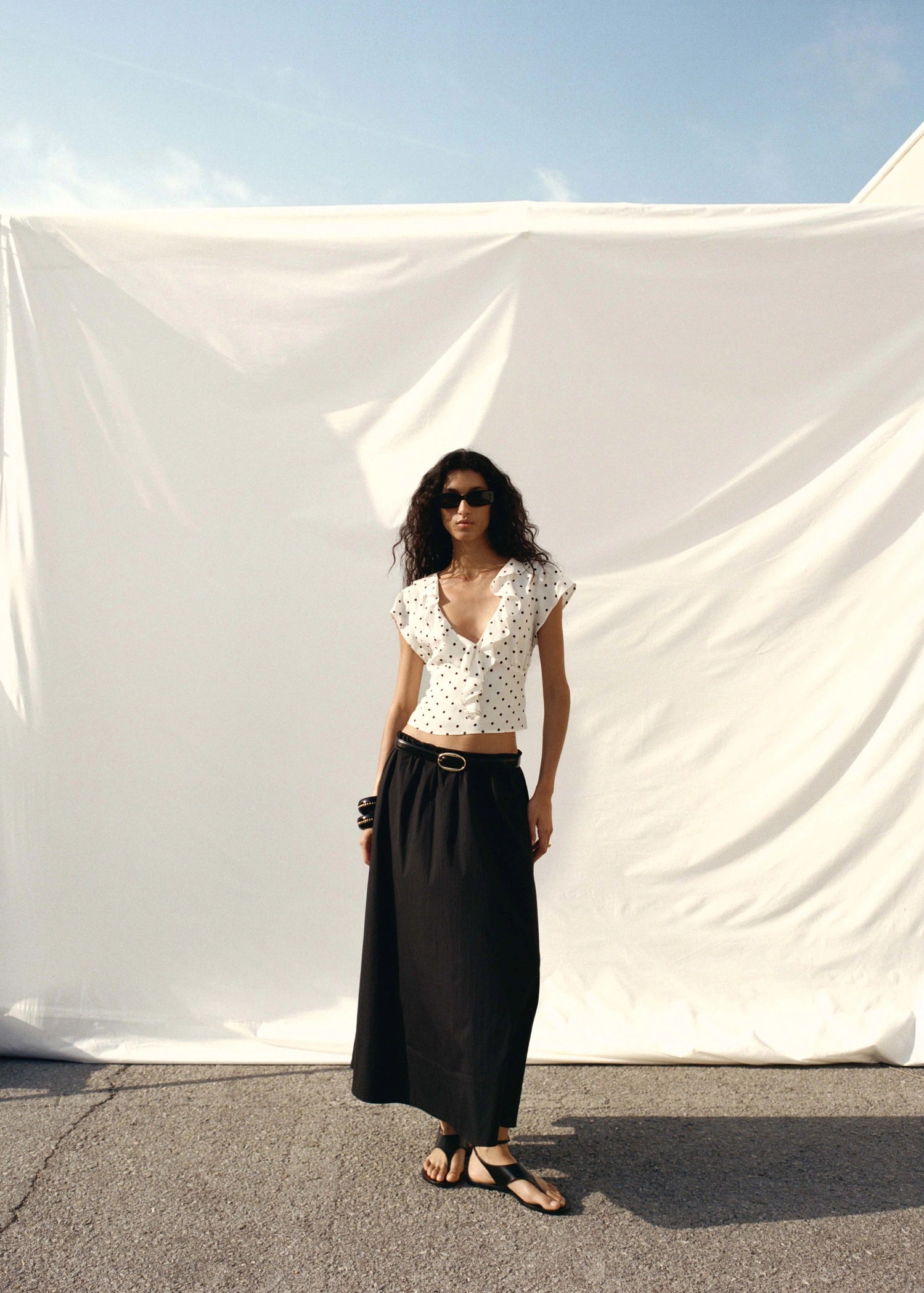 Polka Dot Blouse With Ruffles