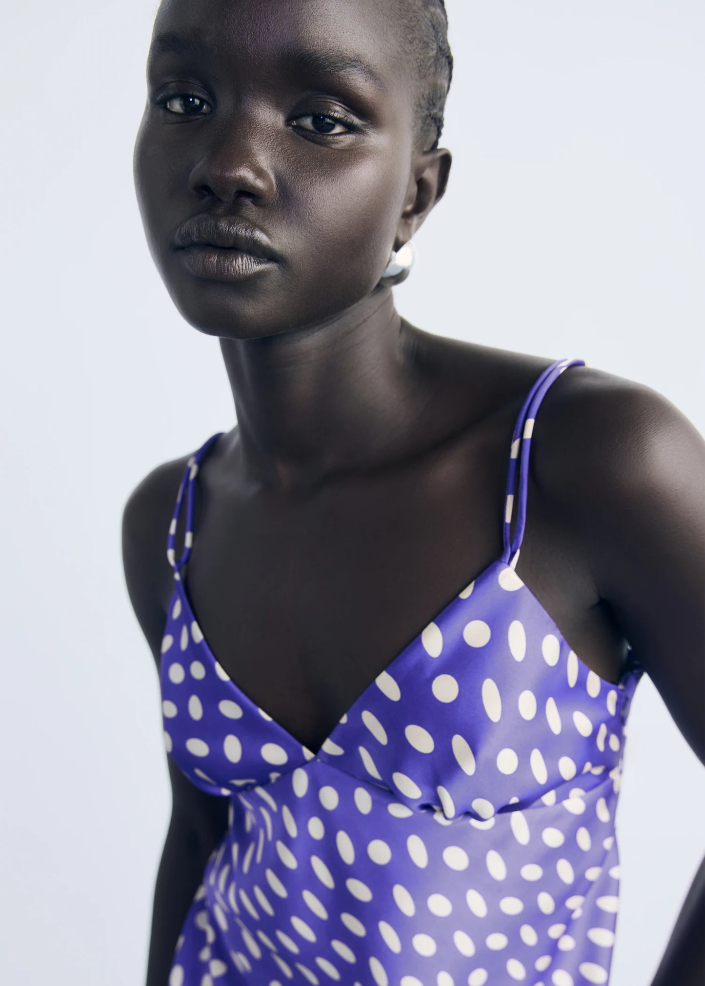 Polka Dot Satin Finish Dress