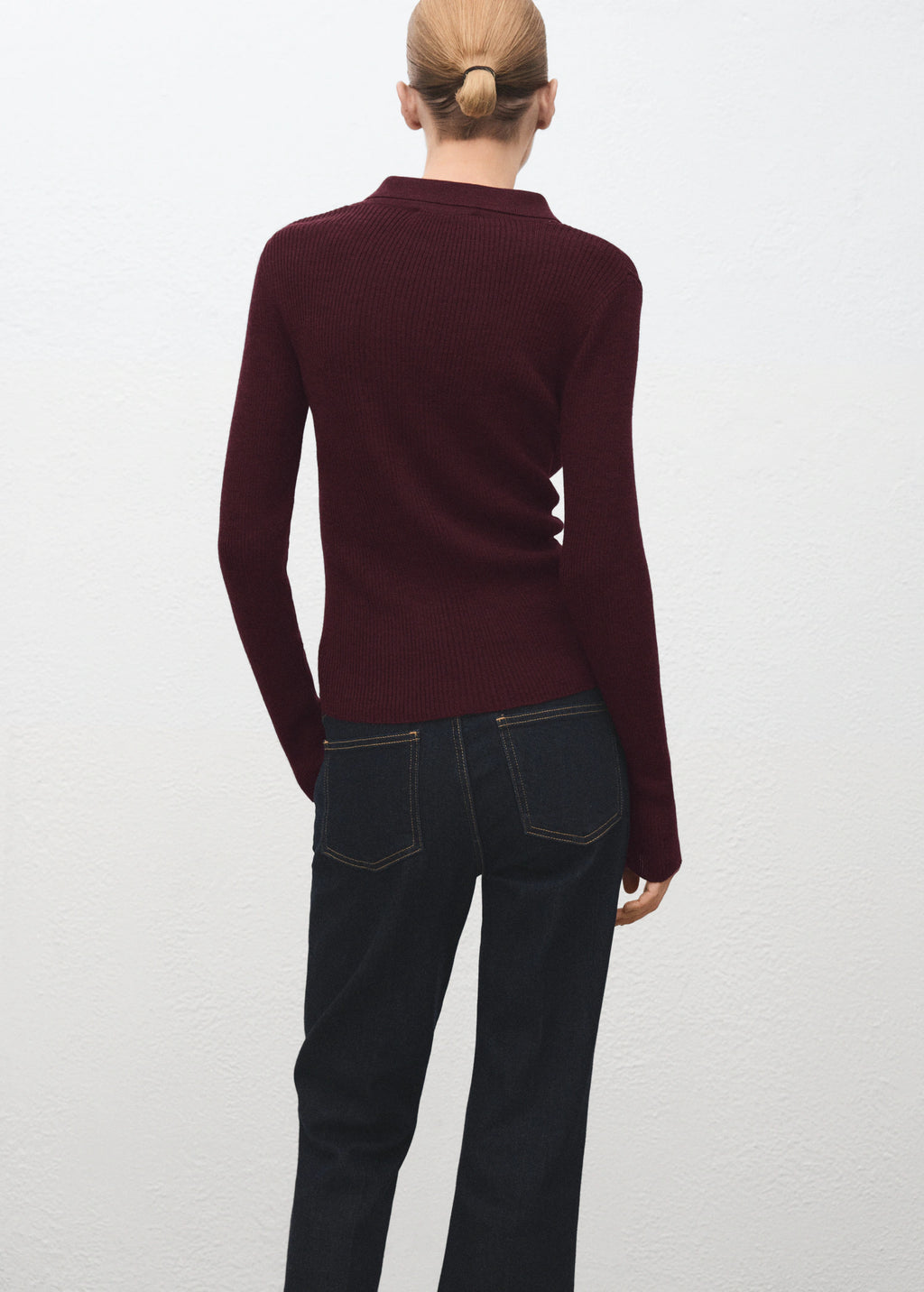 Polo Neck Ribbed Sweater