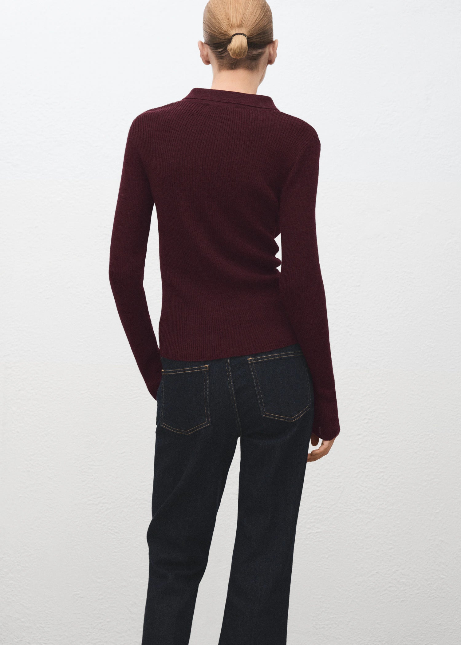 Polo Neck Ribbed Sweater