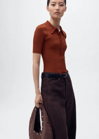 Polo Neck Ribbed Sweater