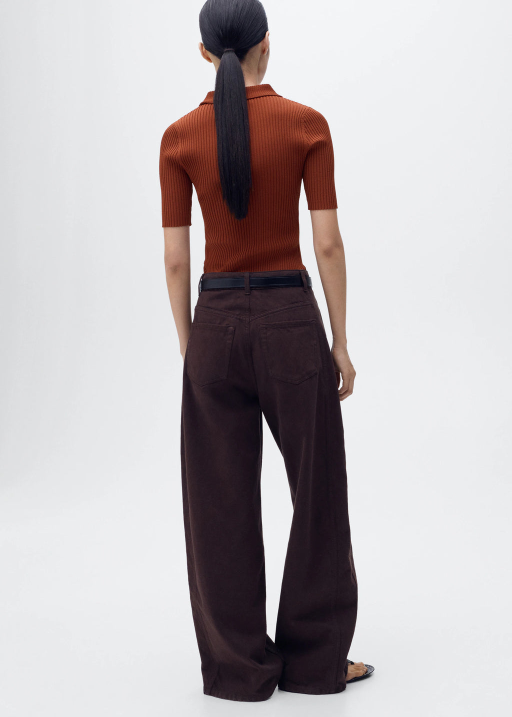 Polo Neck Ribbed Sweater