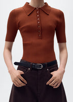 Polo Neck Ribbed Sweater