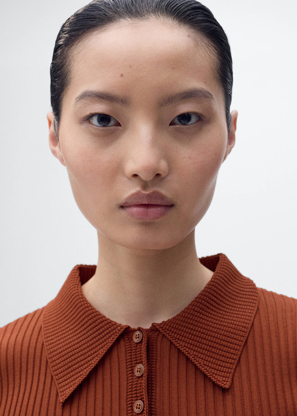 Polo Neck Ribbed Sweater