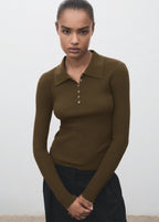 Polo Neck Ribbed Sweater