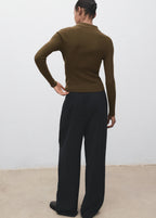 Polo Neck Ribbed Sweater