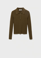 Polo Neck Ribbed Sweater