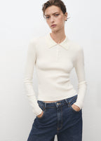 Polo Neck Ribbed Sweater