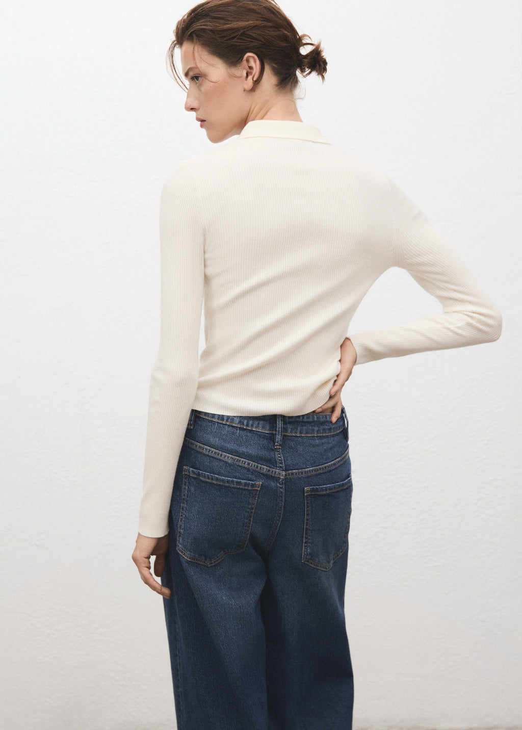Polo Neck Ribbed Sweater