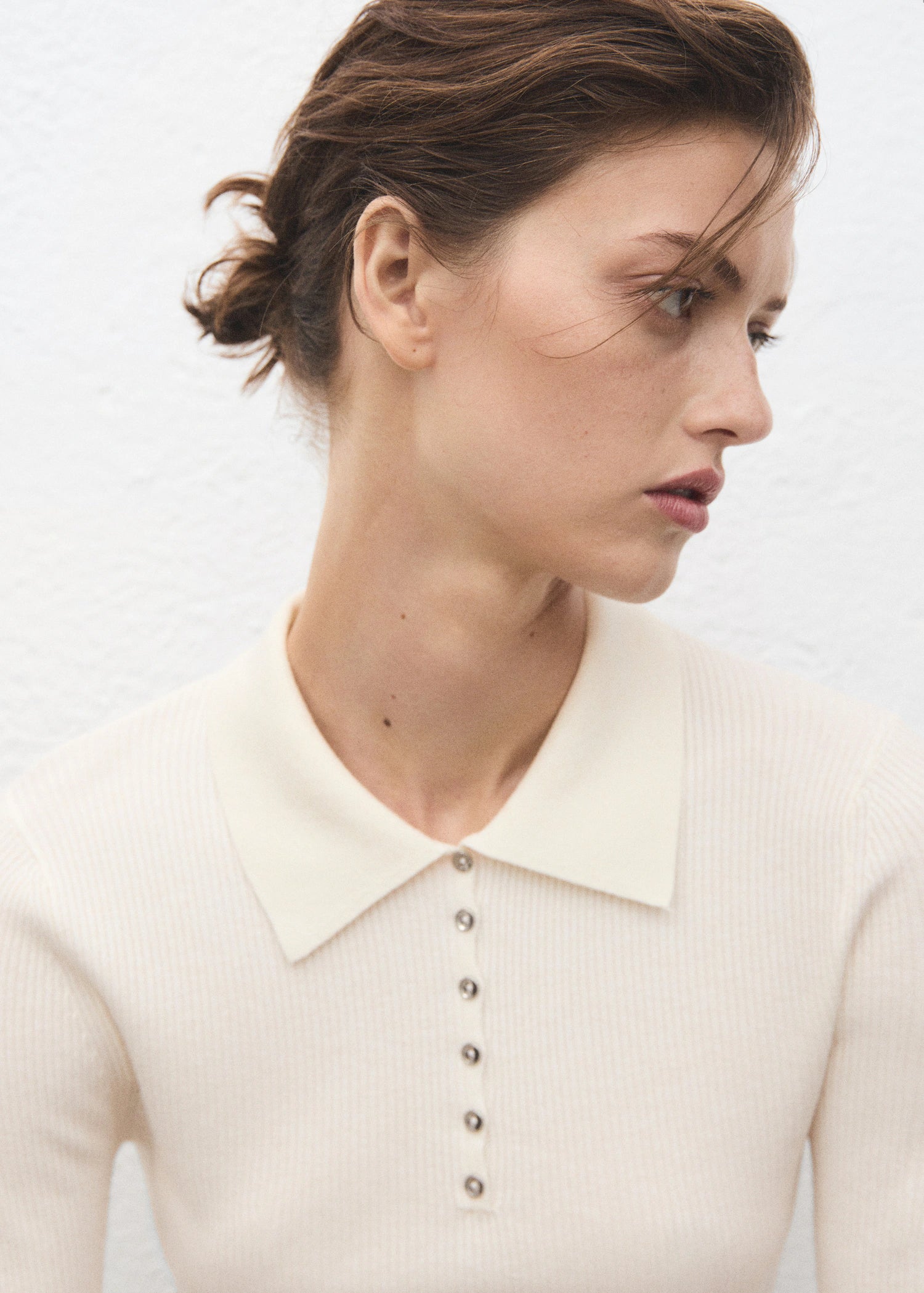 Polo Neck Ribbed Sweater