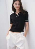 Polo Neck Sweater With Contrasting Trims