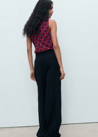 Printed Blouse With Draped Collar