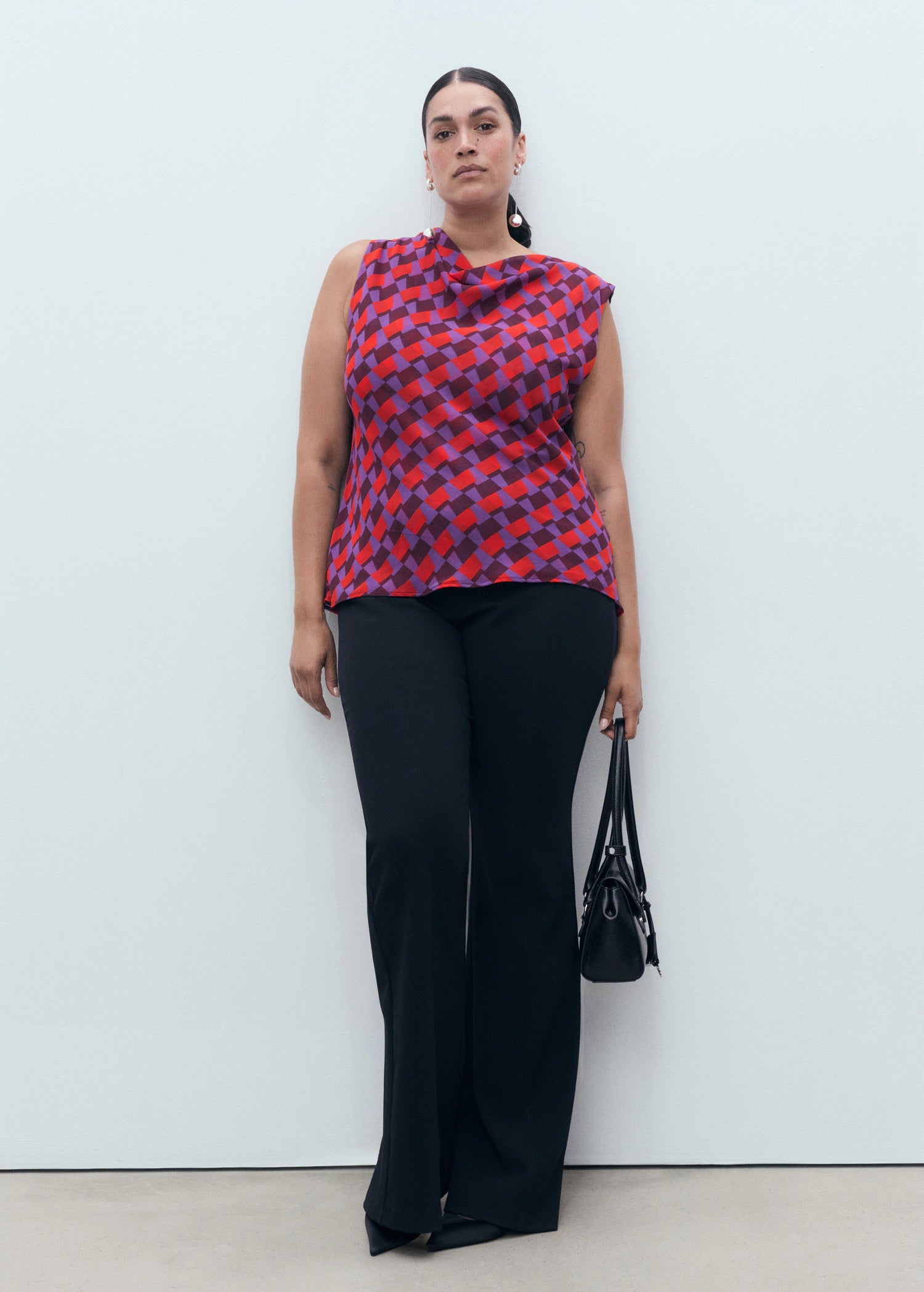 Printed Blouse With Draped Collar