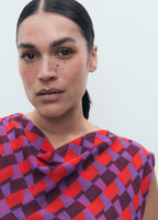 Printed Blouse With Draped Collar