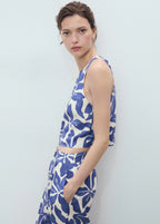 Printed Linen Blend Top