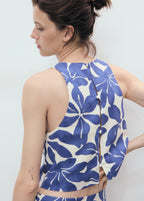 Printed Linen Blend Top
