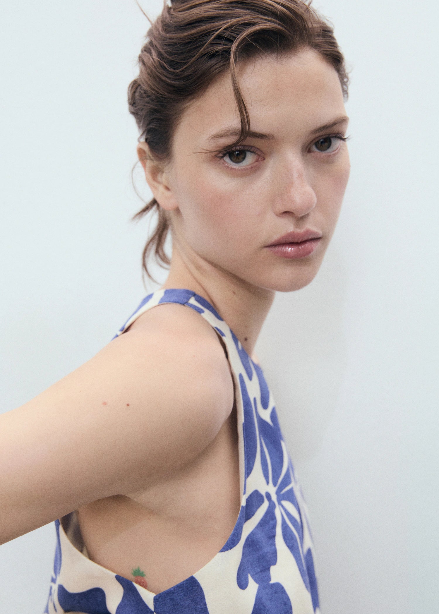 Printed Linen Blend Top