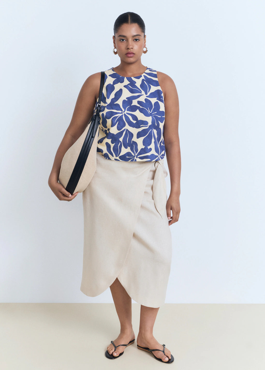 Printed Linen Blend Top