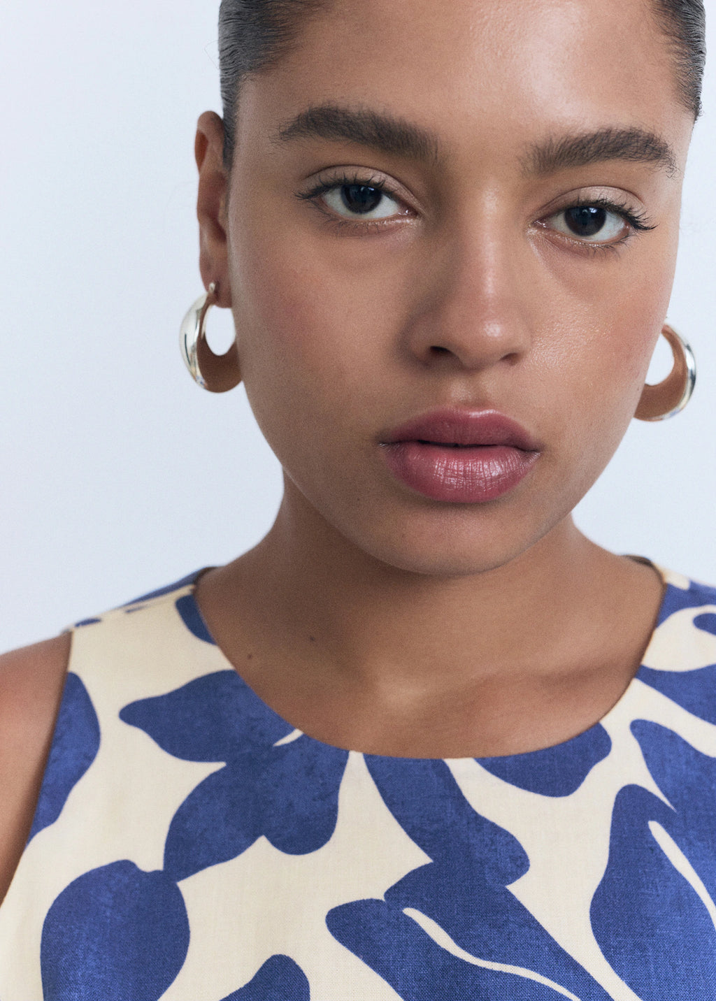 Printed Linen Blend Top