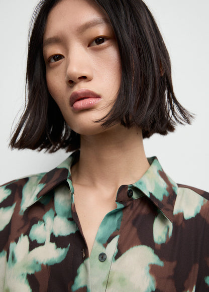 Printed Shirt Dress With Belt