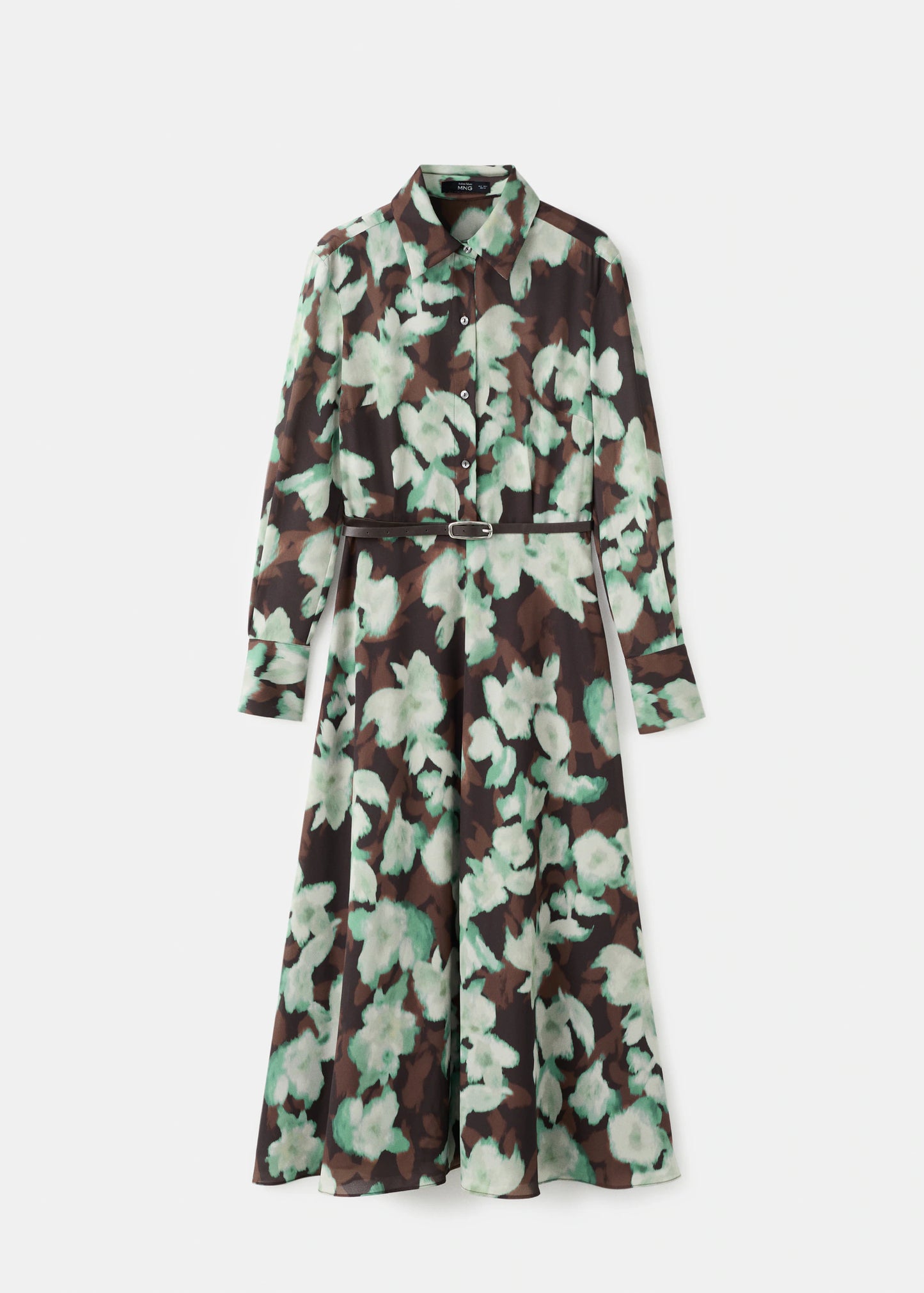 Printed Shirt Dress With Belt