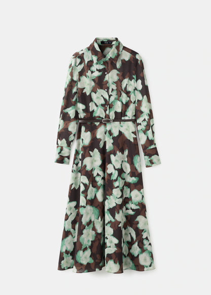 Printed Shirt Dress With Belt