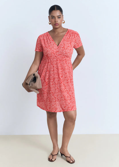 Printed V Neck Dress