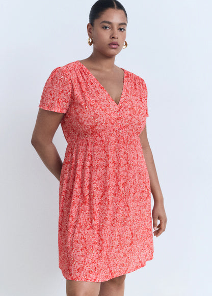 Printed V Neck Dress