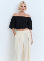 Puffed Sleeves Cotton Blouse