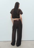 Ramie Cropped Balloon Blouse