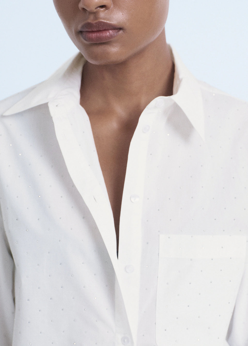 Rhinestone Cropped Shirt