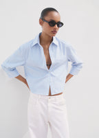 Rhinestone Cropped Shirt