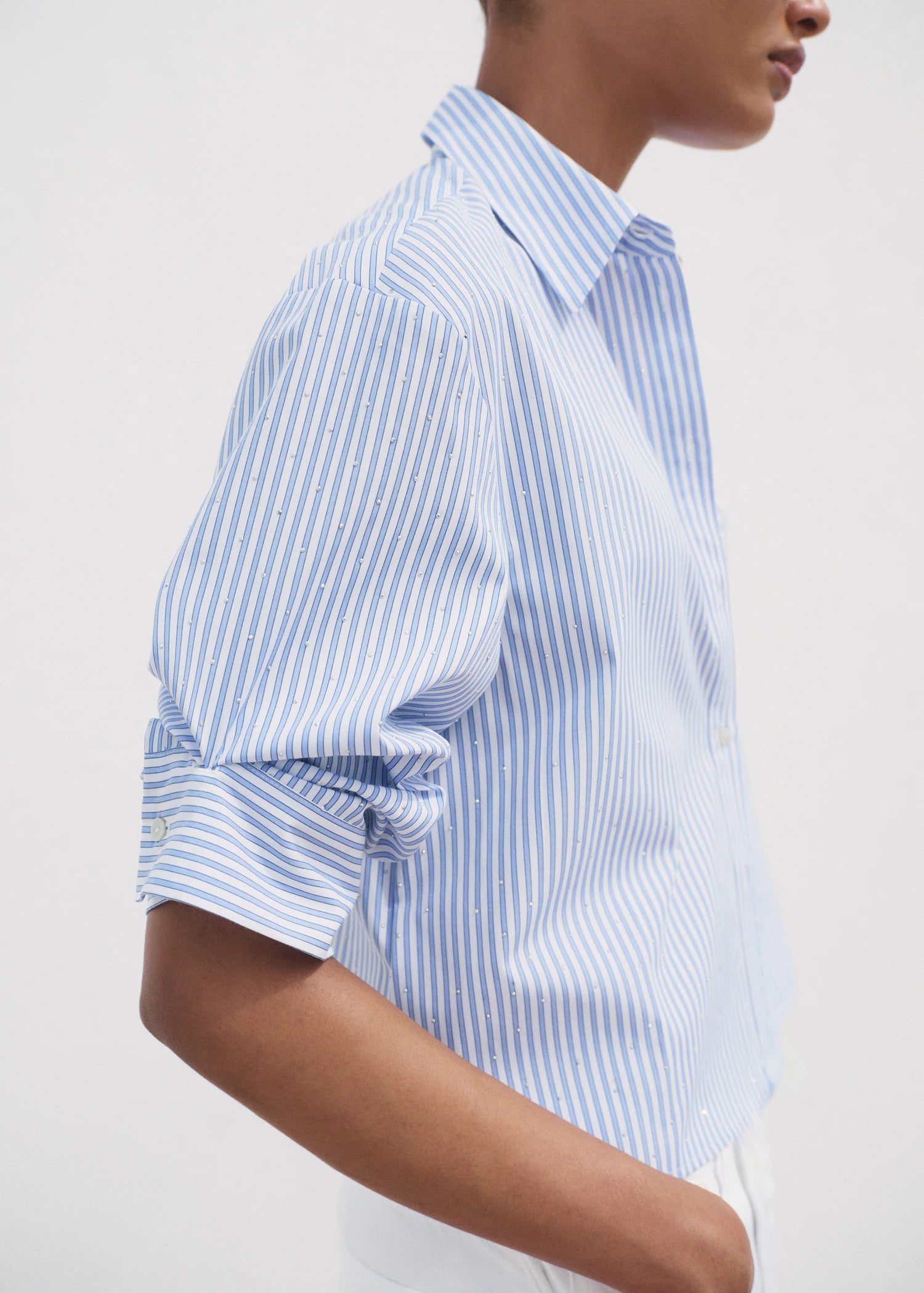 Rhinestone Cropped Shirt