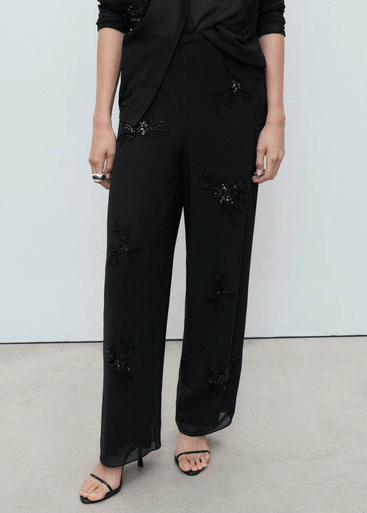 Rhinestone Embroidered Trousers