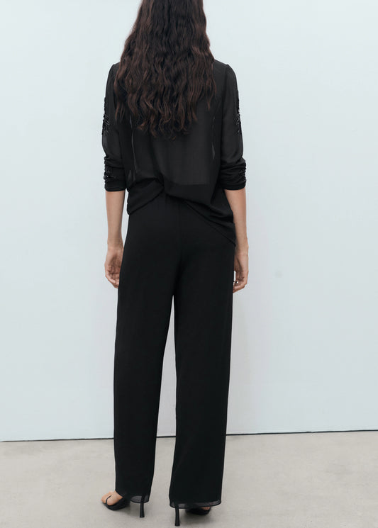 Rhinestone Embroidered Trousers