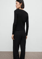 Ribbed Buttoned Cardigan