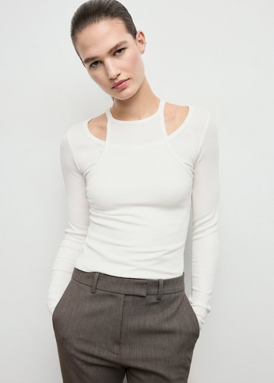 Ribbed Combined T Shirt