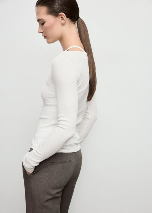 Ribbed Combined T Shirt