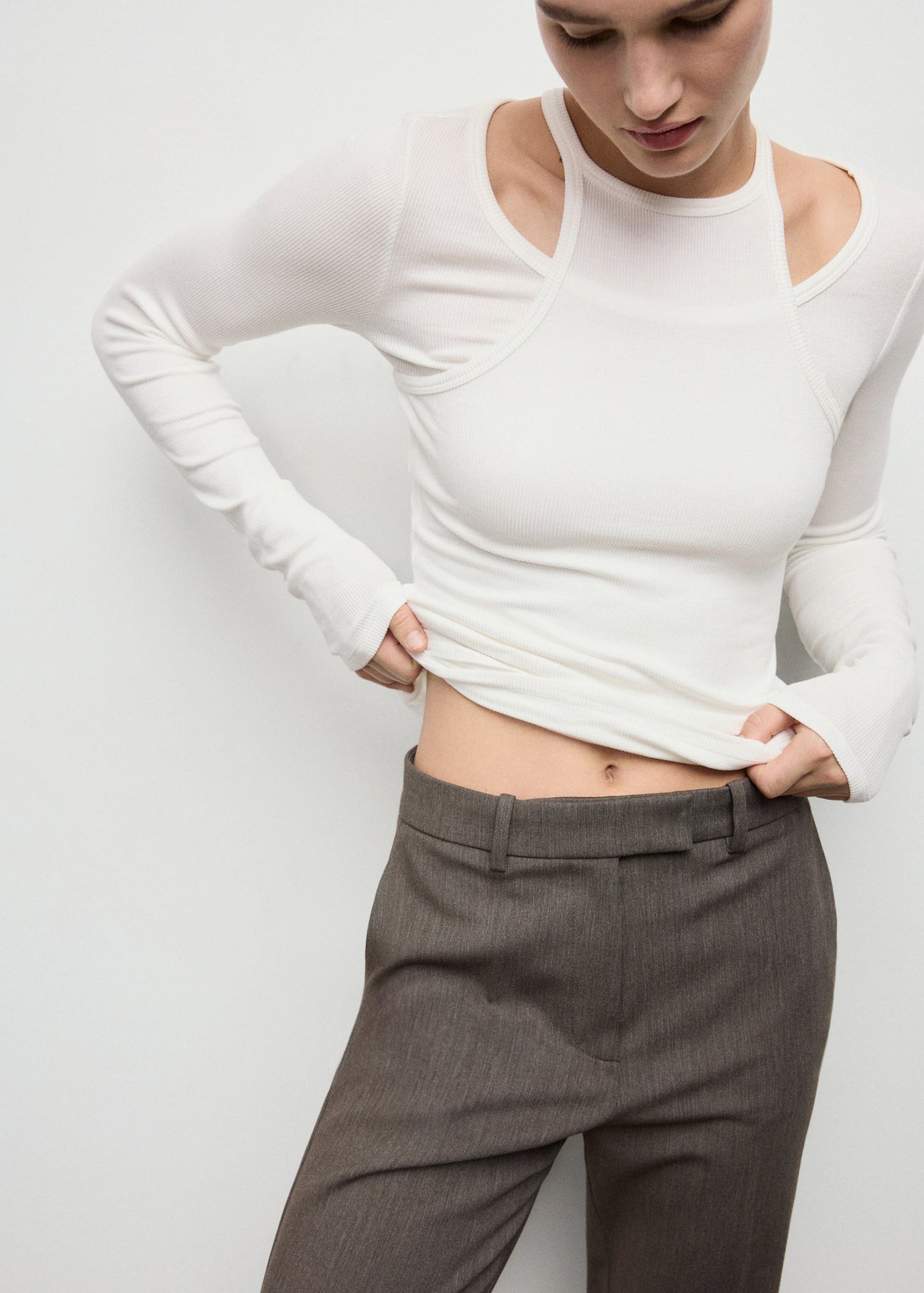 Ribbed Combined T Shirt